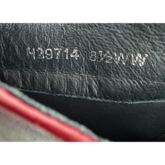 Mob Wife VTG Ros Hommerson 80s Black Leather Boots Scallop Top Red Trim 8.5 Wide - Picture 4 of 8